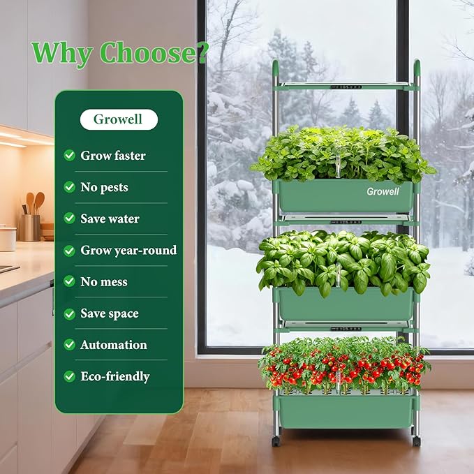 Hydroponics Growing System Kit, 81 Pods Vertical Indoor Herb Garden with Smart LED Grow Light, Auto Circulating Water Pump Each Tier, 42L Hydroponic Gardening Systems for Ideal Gifts (Green)