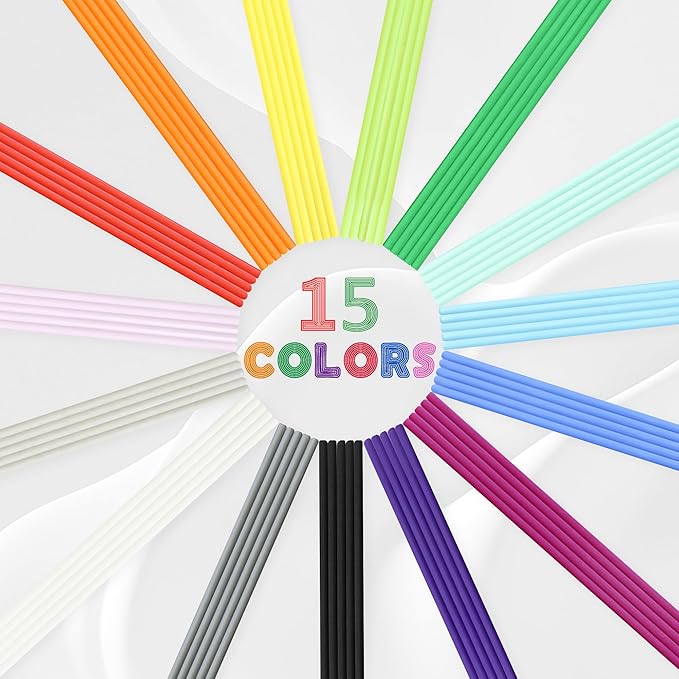 PCL Filament Strands for 3Doodler Start+ 3D Pen, Low Print Temperature Filament Only Fit for 3Doodler Start 3D Pen，PCL Filament by MIKA3D (15 Colors)