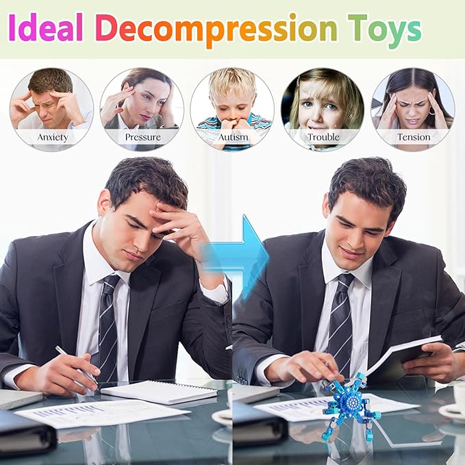 Fidget Toys, Transformable Fidget Spinners,Autism ADHD Stress Relief Sensory Toys for Boys and Girls Age 8-12 (Transformable Fidget Spinners -8 PC)
