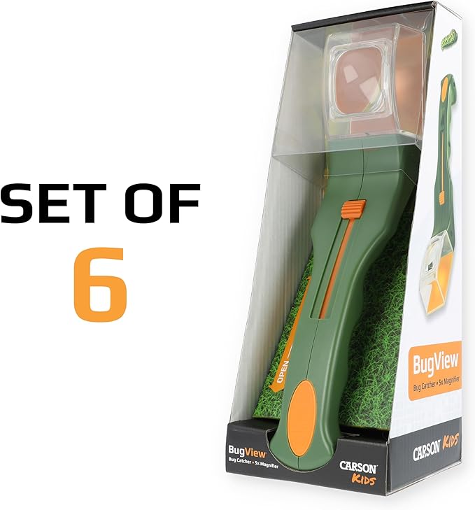 Carson BugView Bug Catcher Indoor and Outdoor Tool and Magnifier for Kids and Adults - Set of 6 (HU-10MU)