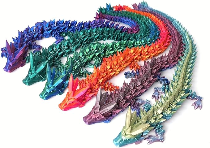 3D Printed Dragon Fidget Toys Dragon Egg 12inch Flexible Dragon Toy 3D Printed Dragon Egg with Articulated Dragon Inside Fidget Toys for Autism/ADHD Easter Toys Gifts (BlackPurple)