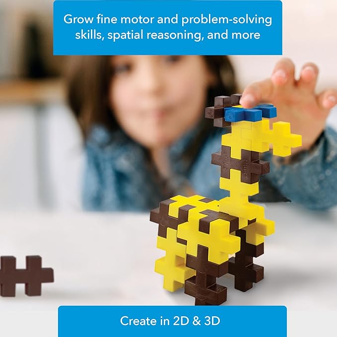 PLUS PLUS Big - Instructed Tube - 15 Piece Giraffe - Construction Building Stem/Steam Toy, Interlocking Large Puzzle Blocks for Toddlers and Preschool