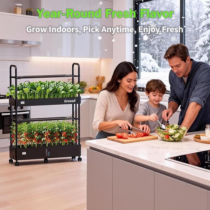 Hydroponics Growing System Kit, 60 Pods, Large Vertical Hydroponic Garden, 32L Indoor Gardening System for Herb Vegetable Fruit, with 2 Light Modes, Auto Circulating Water System