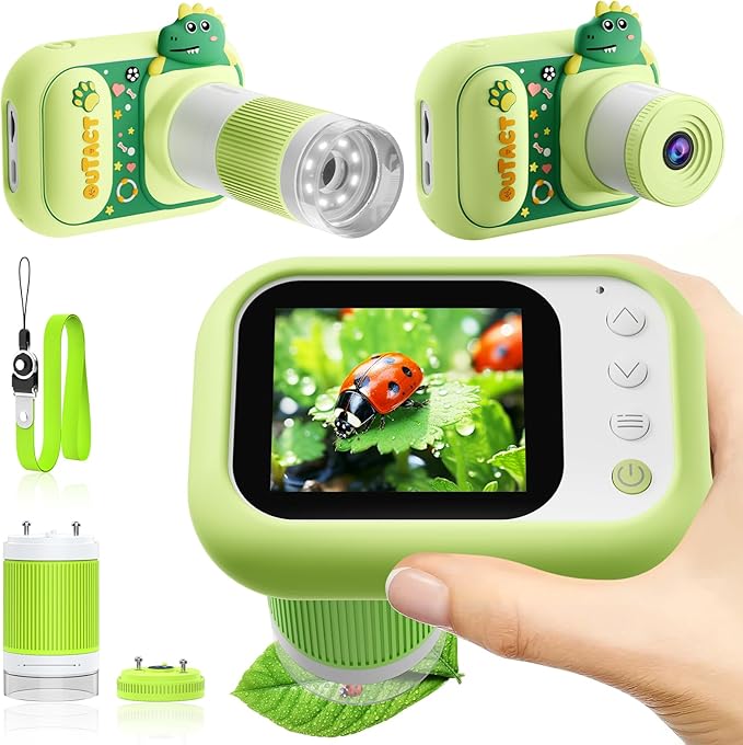 Microscope for Kids Handheld Mini Portable Digital Rechargeable 1000X with 2.4 Screen 1080P 3 in 1 Microscope Photography Recording Edu Gift Age 4-6 8-12 Children Students