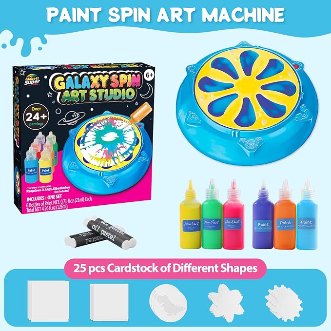 Make It Super Spin Art Machine Kit for Kids, Arts & Crafts Painting Spinner Toy, Creative Art Supplies Birthday Christmas Gift for Boys Girls Ages 6-12