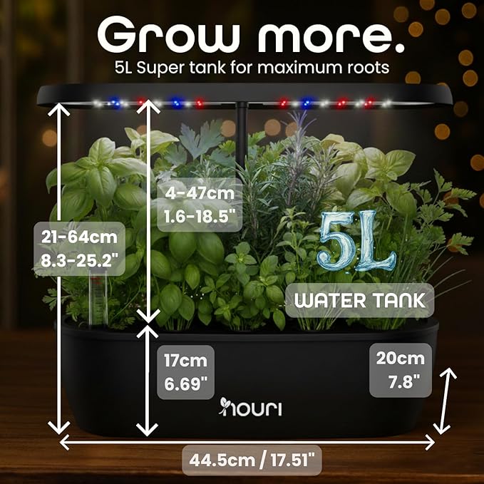 Nouri 12 pod Smart Garden for Home Cooks | w/Heirloom Basil | Hydroponics Growing System | LED Grow Lights | Indoor Herb Garden Kit | Herb Growing Kit Indoors for Plant Lovers, Gardeners, Kitchen