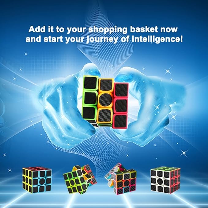 CFMOUR 2 Pack Speed Cube 3x3 Set, Fast Magic Cube for Kids, Smooth Carbon Fiber Cubes, Puzzle Toys