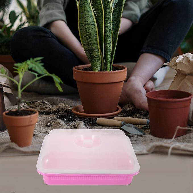 BESTonZON Sprouting Tray with Lid Bean Sprout Mesh Growing Container Microgreens Nursery Tray for Indoor Seed Germination and Vegetable Sprouting