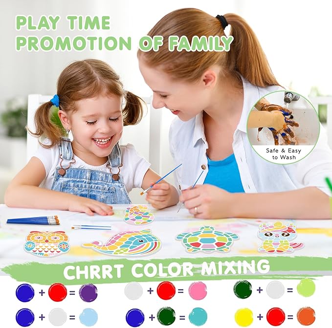 QANIY Stepping Stones Painting Kit for Kids Ages 4-12,5 Pack Outdoor Garden Stone Crafts,Outdoor Art & Craft Activity Set, Creative Gift for Boys & Girls (Art)