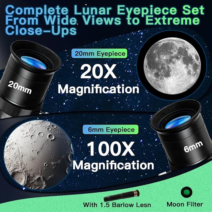 Telescope for Kids 50mm 100x Magnification Beginner Telescopio with Tripod, 2 Eyepieces & Finder Scope, STEM Educational Gift for Boys & Girls Ages 6-12, Portable Kids Telescope for Astronomy