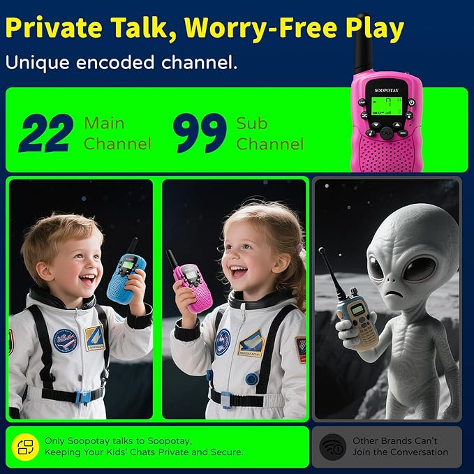 Rechargeable Walkie Talkies for Kids, Walkie Talkie Toys for Girls Boys, Xmas Gifts for Grandkids, Built-in Flashlight, Gifts for 3 4 5 6 7 8 9 10 Year Old Girl Boys, Kids Stocking Stuffers