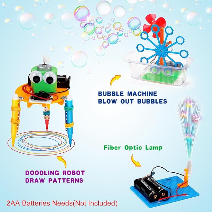 STEM Robotics Kit 6 Set Science Experiments Project Activities Toys for Kids 4-8 8-12 Engineering Building Electronic Motor Robot Kid Craft Boy Girl 5 6 7 8 9 10 12 Year Old Outdoor Toy