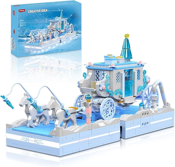 Sosuy Snow White Carriage Building Blocks Sets, Christmas Toys for Girl, Creative Princess Themed Construction Set, STEM Toy for Kids Boy Teen Women, for Girls 1214+ Pcs