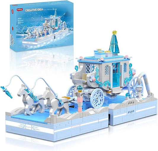 Sosuy Snow White Carriage Building Blocks Sets, Christmas Toys for Girl, Creative Princess Themed Construction Set, STEM Toy for Kids Boy Teen Women, for Girls 1214+ Pcs