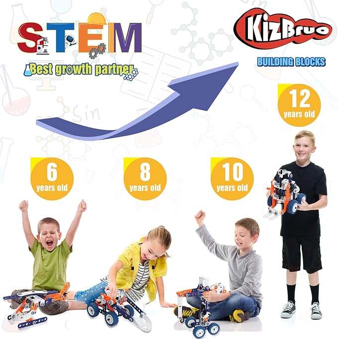 Building Toys for Kids Ages 4-8, 152PCS Toys for Ages 5-7, 12 in 1 Stem Toys for 5 Year Old, Gifts for 6 Year Old Boys, Erector Eets for boys age 8-12