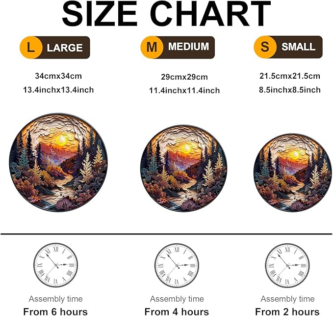 Wooden Puzzle for Adults-3D Sunset Forest Wooden Puzzle Unique Shape Advanced Animal Jigsaw Puzzle for Adults and Kids,Best Gift,Wood Puzzles,Challenge Wooden Jigsaw Puzzle (L-13.4 * 13.4in-300pcs)