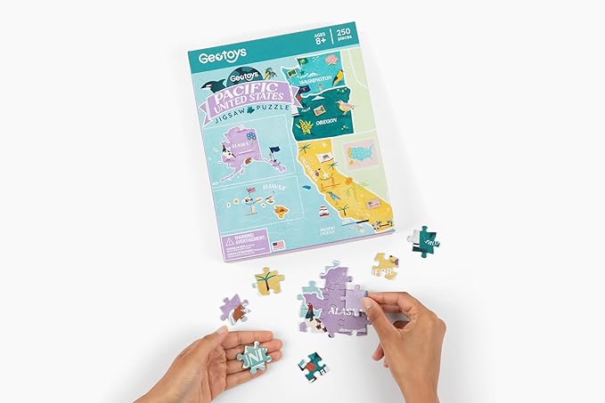 Geotoys Pacific Region Jigsaw Puzzle - 250 Piece Puzzles for 8 Year Olds - Jigsaw Puzzles for Kids Ages 8-12 Years Old - Kids Puzzle Games with Colorful Landmarks