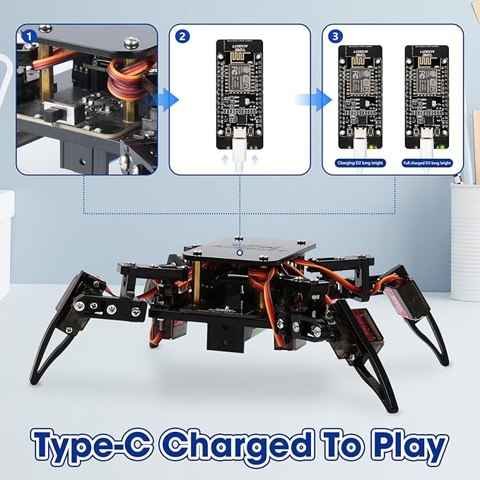 ACEBOTT Science Kits Spider Robot Building Kit STEM Crawling Robot Gifts for Kids Boys Ages 8-12 Girls, Scientific Coding Robotic Technic Creative DIY Toys for Birthday
