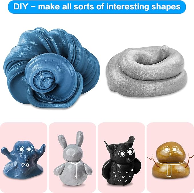 Magnetic Slime Putty, Magnetic Space Putty Slime with Upgraded Magnet Toys for Kids Adults, Fidget Toy Stress Reliever Puddy for Christmas Birthday Gifts Stocking Stuffers (2 Pack, Blue&Silver)