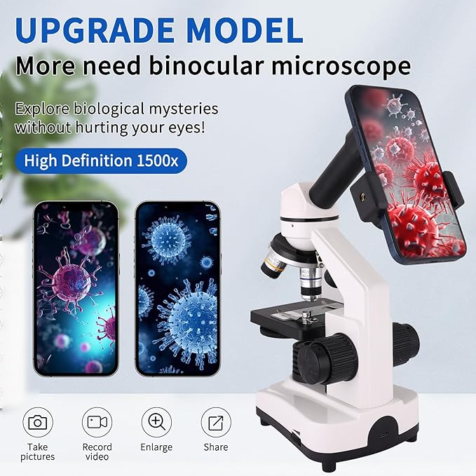 Microscope for Adults 40x-2000x Compound Microscope with Dual LED Illumination for Schools