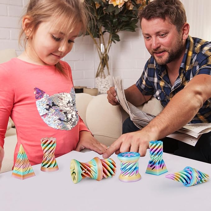 3PCS Impossible Cone,3D Printed Spiral Cone Fidget Toys,Impossible Pyramid Passthrough Sculpture,Stress Relieving Toys for Adults and Kids,Stocking Filler White Elephant Gifts (Candy Color-2)