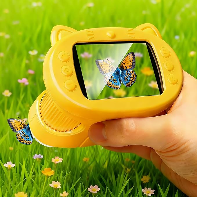 Microscope for Kids1000x Magnification with 2.4" Screen - Portable Digital Handheld Microscope for Ages 3-12, STEM Learning Toy with 8 LED Lights & 200W Camera, for Christmas or Birthdays