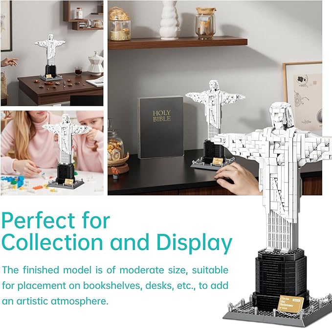 Architecture Christ The Redeemer Statue Building Blocks Sets Brazil Jesus Building Kits Model Toys Gift for Adults Kids Teens 973 PCS