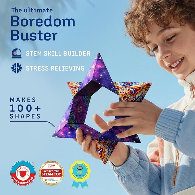 Shashibo Shape Shifting Box - Award-Winning Fidget Toy w/ 36 Rare Earth Magnets - Fidget Cube Transforms Into Over 70 Shapes, Sensory Toy Gift for Kids, Teens, and Adults (Spaced Out)