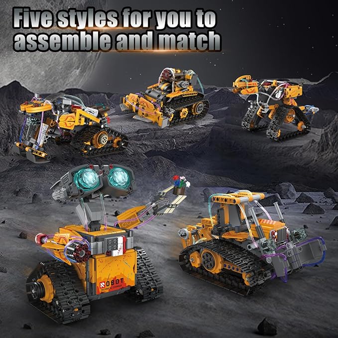 5 in 1 STEM Robot Building Kit, 673 Piece APP/Remote Control Mech RC Robotics for Kids Ages 8-12, Educational Science Kit Coding Robots Toy Building Set, Birthday Gifts for Boys Age 8-14+