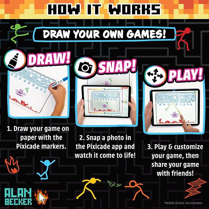 Pixicade! Special Animation Edition - Alan Becker | Turn Drawings Into Playable Video Games! | Doodle & Draw, Snap Play & Share Instant Video Games! | Mobile Video Game Maker | Ages 6 and Up
