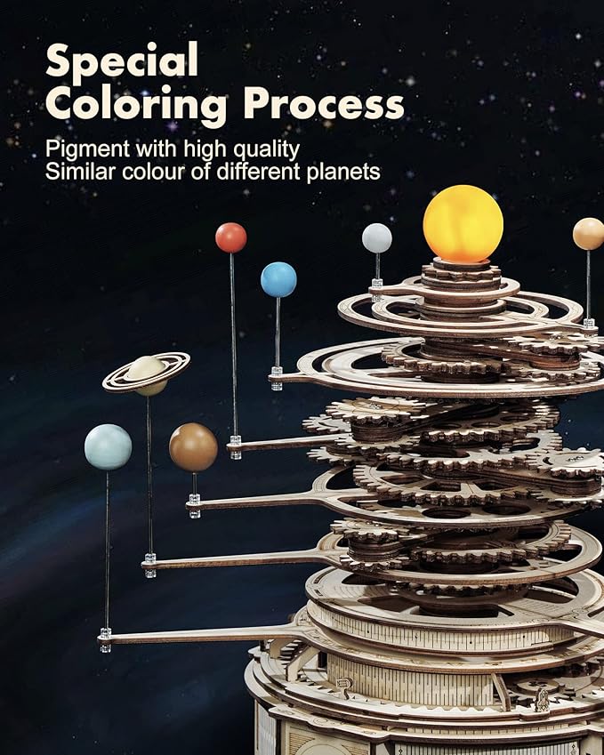 ROKR 3D Wooden Puzzles for Adults-Orrery Solar System Model Kit-Crafts for Adults Teens-Gift for Father's Day