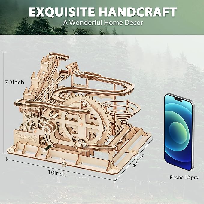 ROKR 3D Puzzles for Adults,Wooden Marble Run,3D Wooden Puzzles for Adults Kids Ages 12-14,Wood Puzzles Adult,Model Kits for Adults,STEM Projects for Kids Ages 12-16,Home Decor Hobbies for Men Women