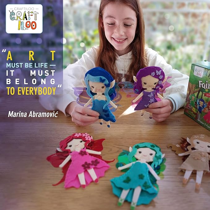 Fairy Elves Sewing Kit for Kids, Fun and Educational Fairytale Craft Set for Boys and Girls Age 7-12, Sew Your Own Felt Fairy Craft Kit for Beginners (Garden Rainbow Fairies Kit)