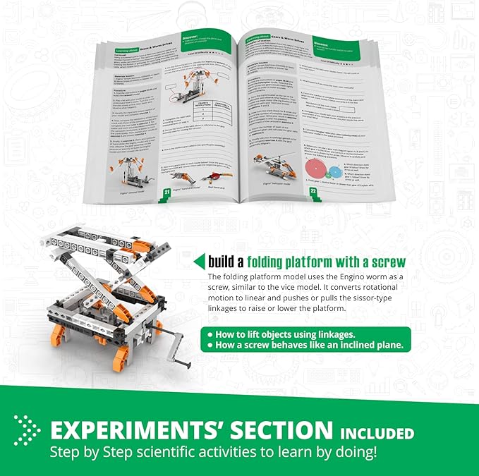 Engino- STEM Toys, Mechanics Gears & Worm Drives, BuildingToys for Kids 9+, Engineering Kit, Educational Set, Gifts for Boys & Girls, STEM Projects, Fun Activities for Kids (12 Model Options)