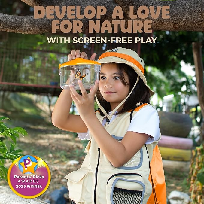 Kids Explorer Kit with Safari Vest, Hat & More - Kids Bug Catching Kit with Adventure Guide & Scavenger Hunt - Cute Dress-Up Zookeeper Costume & Safari Costume for 3-7 Year Old Boys Girls