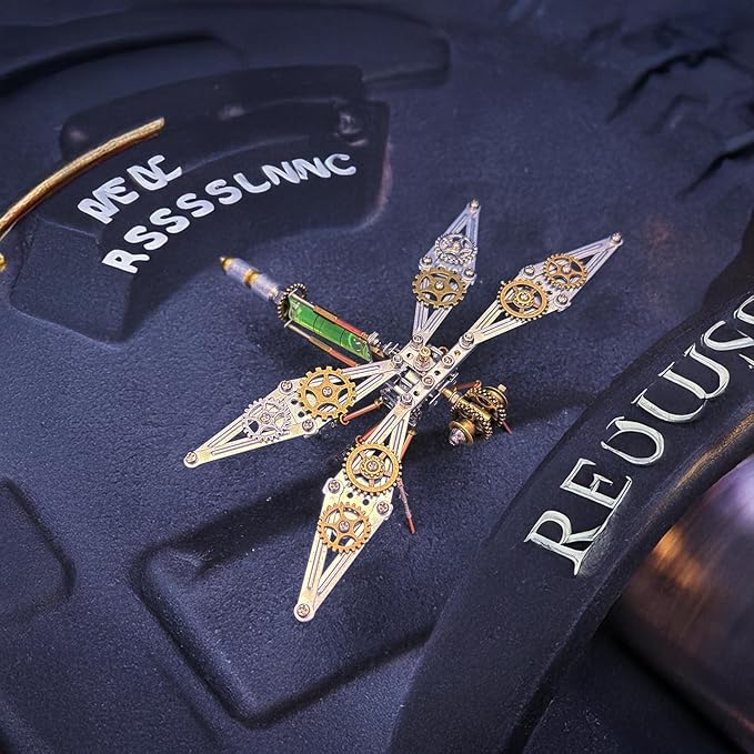 3D Dragonfly Metal Puzzles Insect Model Bug Mechanical Steampunk Sculpture Craft Kits for Adults Gifts for Birthday Funny Christmas(Mechanical Dragonfly D)