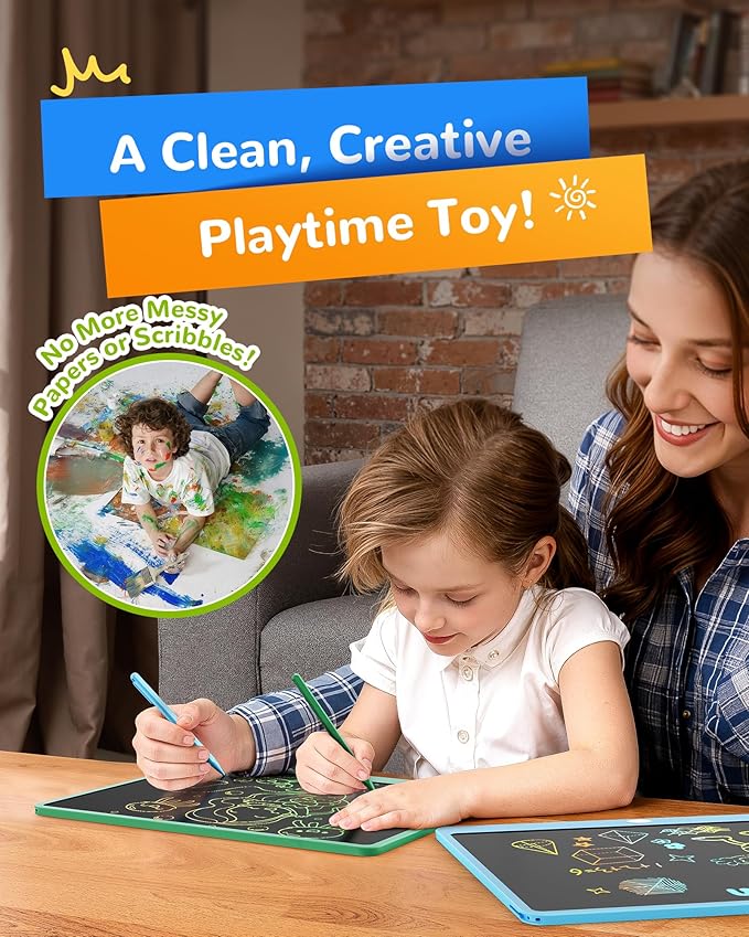KOKODI LCD Writing Tablet, 16 Inch Colorful Toddler Doodle Board Drawing Tablet, Erasable Reusable Electronic Drawing Pads, Educational and Learning Toy for 3-6 Years Old Boy and Girls(Green)