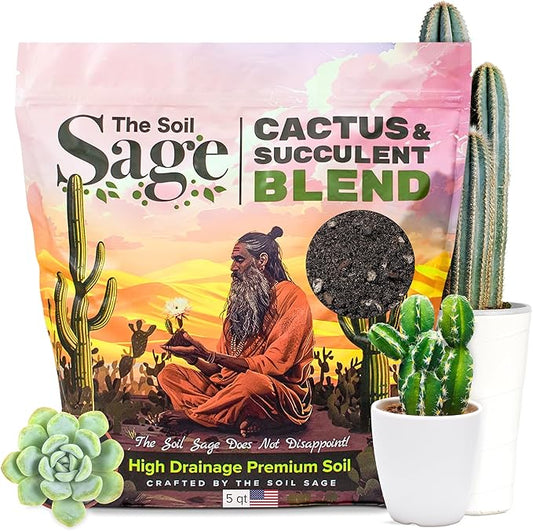 Cactus & Succulent Potting Mix - 5 Dry Quarts Premium Gritty Fast Draining Soilless Potting Mix for Cactus, Succulents, Jade, Aloe Vera - Healthy Roots - Made in USA