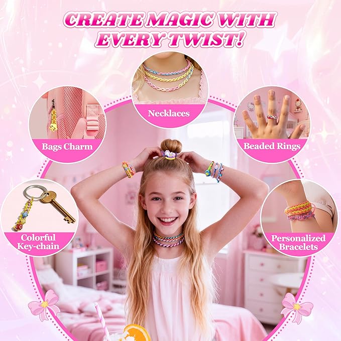 Unicorn Toys for Girls Age 4-6 6-8 8-12, 2-in-1 Friendship Bracelet Making Kit for Girls, Arts and Crafts for Kids Toy,4 5 6 7 8 9 10 11 12 Year Olds Christmas Birthday Gifts,Teen Girl Gift Ideas