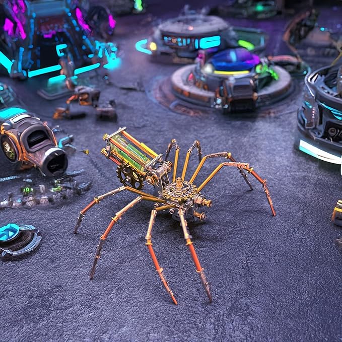 Steampunk Mechanical Insect Spider Model Hobby Kit,DIY Projects Metal Building 3D Metal Puzzles Gifts for Birthday, Ideas(Mechanical Spider F)