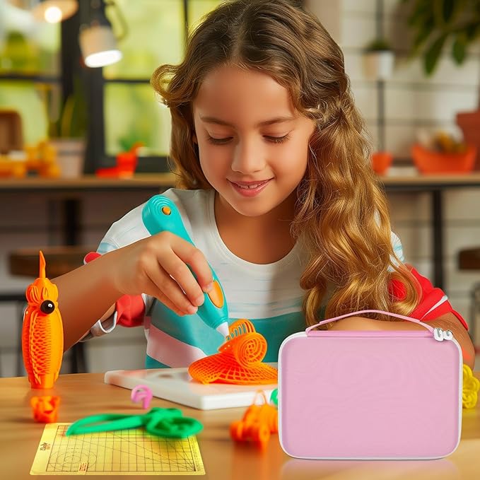 casmilee Case Compatible with 3Doodler Start+ Essentials 3D Pen Set for Kids, Art Activity Set Storage for Educational STEM Toy, Hold Plastic Filaments Strands- Pink