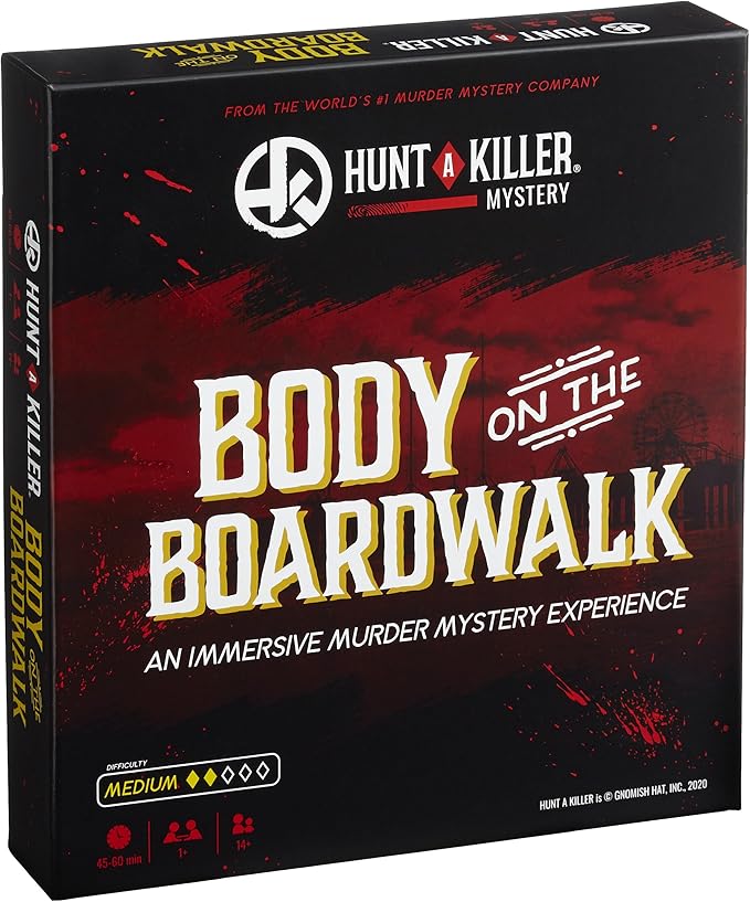 Hunt A Killer: Body On The Boardwalk, Catch the Amusement Park Killer, Interactive Unsolved Mysteries Game, Mystery Box for Game Night, Murder Mysteries Card, Puzzle & Board Games, For Ages 14 and up