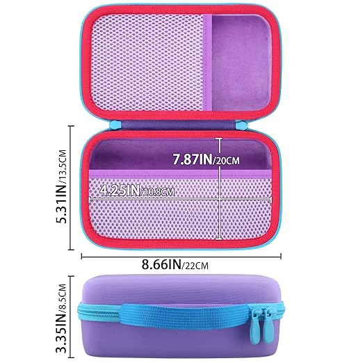 Case Compatible with 3Doodler Start+ Essentials/3Doodler Flow 3D Printing Pen,Storage Holder for 3D Pen PLA Filament and Charger (Purple Case,Blue Zipper)