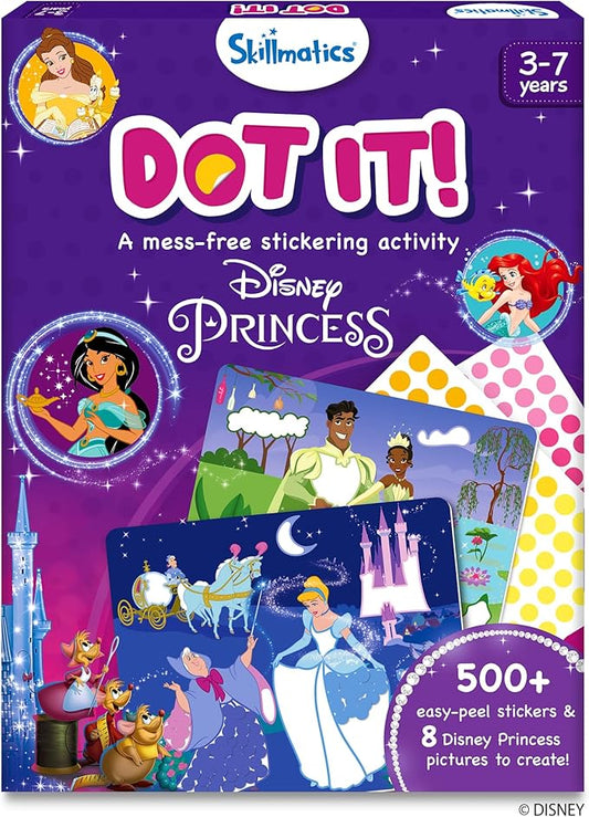 Skillmatics Dot It Sticker Art - Disney Princess, Mess-Free Fun for Kids, Stocking Stuffers, 500+ Stickers, Craft Kits, DIY Scrapbooking Activity, Travel Toys, Christmas Gifts for Ages 3, 4, 5, 6, 7