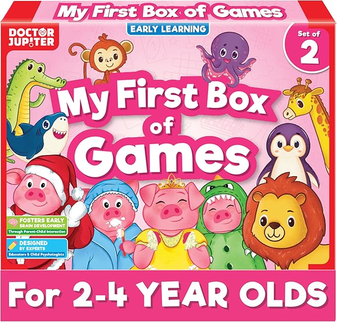 Doctor Jupiter My First Box of Games for 2 to 4- Pink | Birthday Gift for 2 Year Old Girls | Toys for Ages 2-4 | Toddler Toys for 2-3-4 Year Old | Learning & Education Toys