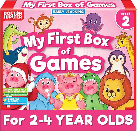 Doctor Jupiter My First Box of Games for 2 to 4- Pink | Birthday Gift for 2 Year Old Girls | Toys for Ages 2-4 | Toddler Toys for 2-3-4 Year Old | Learning & Education Toys