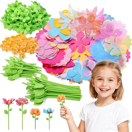 Kufanda DIY Fabric Flower Bouquets Toys Accessories Can Make 36 Flowers, DIY Arts & Crafts Toy Parts Christmas Gifts for Kids