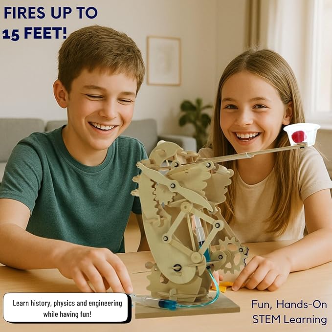 Pathfinders Stem kit- Hydraulic Gearbot – Wooden STEM Building Kit for Kids 8+ | Build-It-Yourself Hydraulic Robot with Gears & Launcher | Educational Engineering Toy & Gift for Boys and Girls