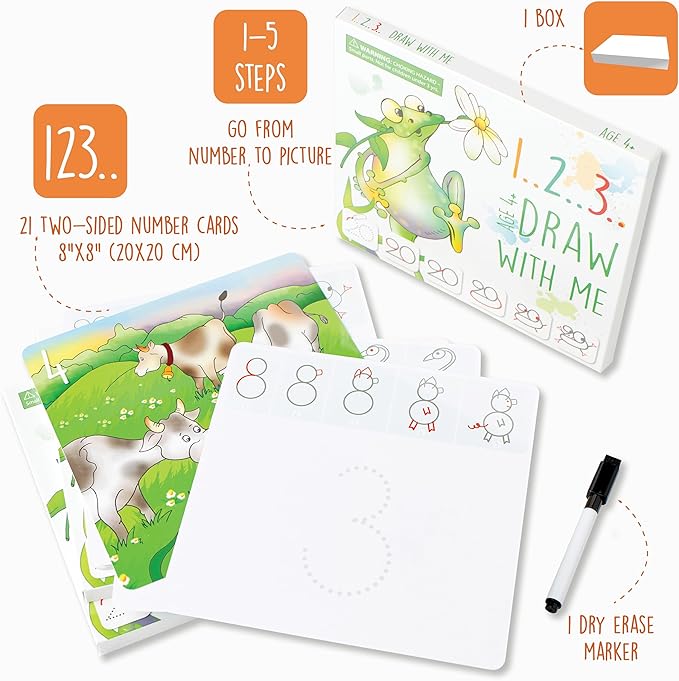 Learning Activity - Drawing with Numbers Educational Game, Perfect for Kids, Preschoolers Who Love Toys, Art and Craft Activities, Gifts for Girls and Boys Ages 3, 4, 5, 6