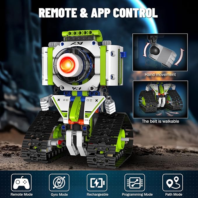 Robot Building Toys with Remote Control, STEM Christmas Birthday Gifts for Kids Boys Ages 8-13, 5 in 1 Science Kit Robotic Models with 337 Pieces